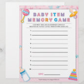 En-tête De Lettre Jeu de mémoire pour bébé [Bébé Basiques rose] (Devant / Derrière)