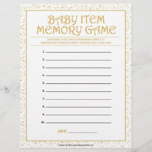 En-tête De Lettre Jeu de mémoire pour bébé [Golden Sparkles]