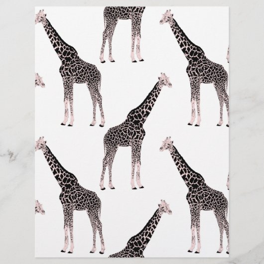En-tête De Lettre Jolie Giraffe noire blanche rose (Devant)