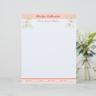 En-tête De Lettre Jolie Recette Stationnée Avec Floral