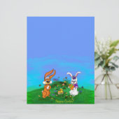 En-tête De Lettre Joyeuses Pâques ! Lapin avec le lapin et poussin (Debout devant)