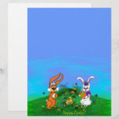 En-tête De Lettre Joyeuses Pâques ! Lapin avec le lapin et poussin (Devant / Derrière)