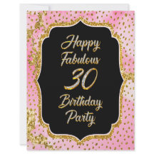 Joyeux Fabuleux 30e anniversaire Invitation Party