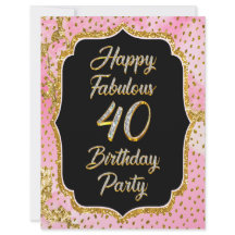 Joyeux Fabuleux 40e anniversaire Invitation Party