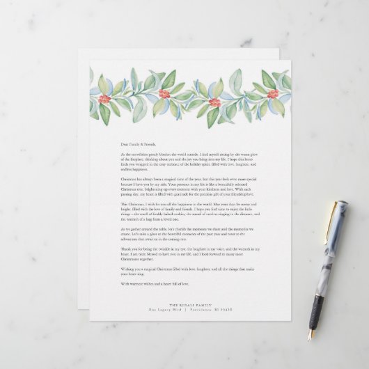 En-tête De Lettre Joyeux Modèle de lettres de Noël (Devant/Arrière en situation)