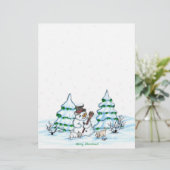 En-tête De Lettre Joyeux Noël! Snowman avec chat et chiot (Debout devant)