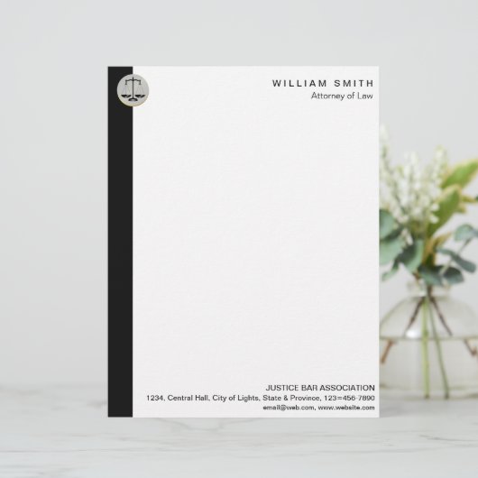 En-tête De Lettre Justice d'avocat d'échelle de noir d'avocat (Debout devant)
