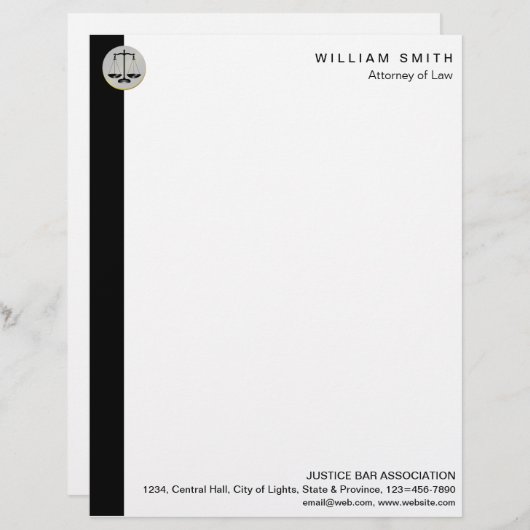 En-tête De Lettre Justice d'avocat d'échelle de noir d'avocat (Devant / Derrière)