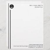 En-tête De Lettre Justice d'échelle de noir d'avocat d'avocat simple (Devant / Derrière)