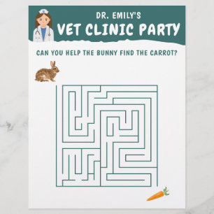 En-tête De Lettre Labyrinthe d'anniversaire de vétérinaire fille Lap