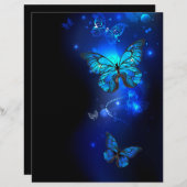 En-tête De Lettre Le papillon morpho dans l'Arrière - plan sombre (Devant / Derrière)