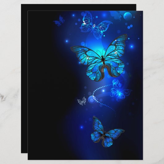En-tête De Lettre Le papillon morpho dans l'Arrière - plan sombre (Devant / Derrière)