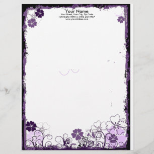 En-tête De Lettre le pourpre grunge fleurit l'en-tête de lettre
