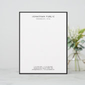 En-tête De Lettre Letterhead Black And White Modern Elegant Simple (Debout devant)