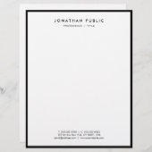En-tête De Lettre Letterhead Black And White Modern Elegant Simple (Devant / Derrière)