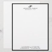 En-tête De Lettre Letterhead Professional Modern Black White Simple (Devant / Derrière)