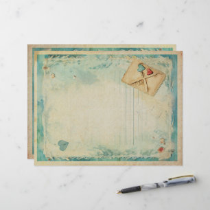 En-tête De Lettre LETTRE D'AMOUR Bleue Ephémère Vintage No1