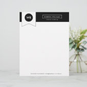 En-tête De Lettre Lettre de couverture géométrique noire et blanche (Debout devant)