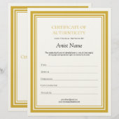 En-tête De Lettre Lettre or Modèle certificat d'authenticité (Devant / Derrière)