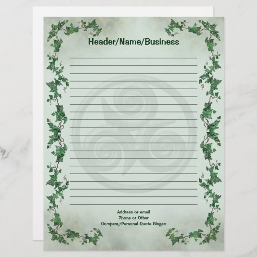 En-tête De Lettre Lierre Triskel rayé (Devant / Derrière)