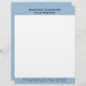En-tête De Lettre Light blue Linen Fabric Texture (Devant / Derrière)