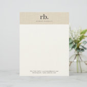 En-tête De Lettre Linge Beige Crème Texture Simple Élégant Monogramm (Debout devant)