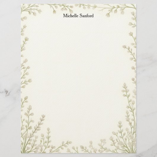 En-tête De Lettre Little White Flowers Frame Stationery Paper (Devant)