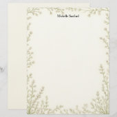 En-tête De Lettre Little White Flowers Frame Stationery Paper (Devant / Derrière)