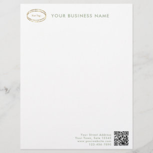 En-tête De Lettre Logo de l'entreprise de code QR vert sauge minimal