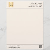 En-tête De Lettre Logo de l'entreprise de crème beige QR code (Devant)