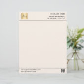 En-tête De Lettre Logo de l'entreprise de crème beige QR code (Debout devant)