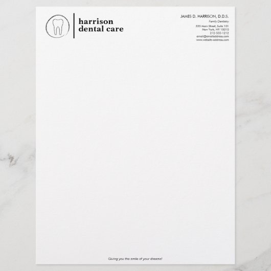 En-tête De Lettre Logo Dentiste noir/blanc (Devant)