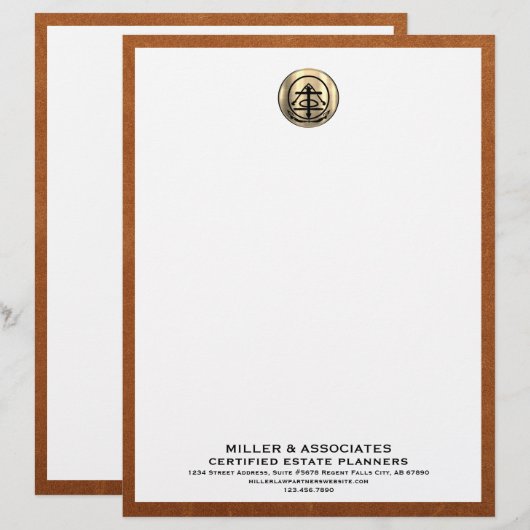 En-tête De Lettre Logo en forme d'en-tête d'or du planificateur immo (Devant / Derrière)