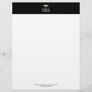 En-tête De Lettre Logo Simple Black Minimalist Gold Bee