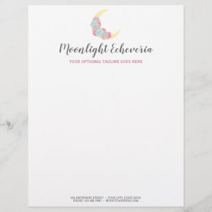 En-tête De Lettre Lune et succulents Pastel Mystic Boho Floral Cactu