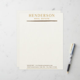 En-tête De Lettre Luxe Moderne Chic Gold & Mahogany Design (8,5x11)