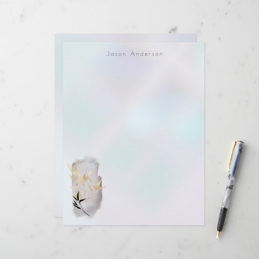 En-tête De Lettre Luxueux Monogramme de Bambou Or (Devant/Arrière en situation)