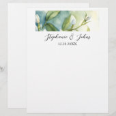 En-tête De Lettre Mariage Élégant Rustique Fleurs Blanches Feuilles  (Devant / Derrière)