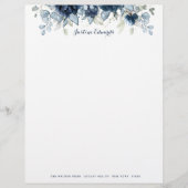 En-tête De Lettre Marine Peony Argent Dusty Bleu Eucalyptus Vert (Devant)