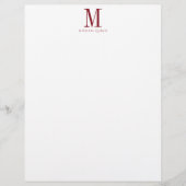 En-tête De Lettre Masculine Bourgogne Rouge Monogramme officiel (Devant)