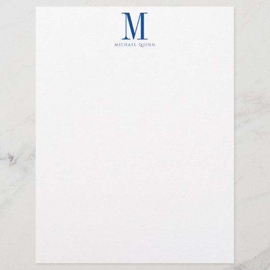 En-tête De Lettre Masculine ProfessionnelI Monogramme bleu (Devant)
