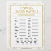 En-tête De Lettre Match bébé animal [Lignes dorées] (Devant / Derrière)