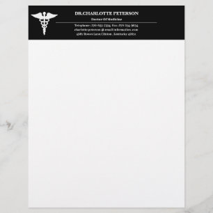 En-tête De Lettre Médecin noir et blanc simple