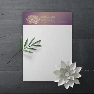 En-tête De Lettre Méditation YOGA instructeur Reiki Purple Gold Lotu