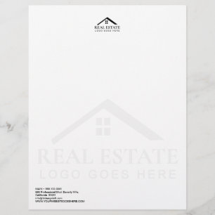 En-tête De Lettre Minimaliste Immobilier Professionnel Noir et Blanc
