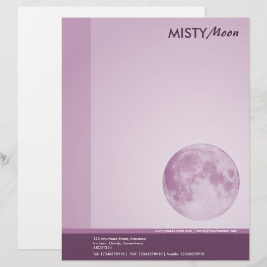 En-tête De Lettre Misty Moon Blue II (Devant / Derrière)