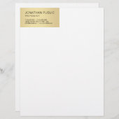 En-tête De Lettre Modèle blanc or moderne créatif Élégant Simple (Devant / Derrière)