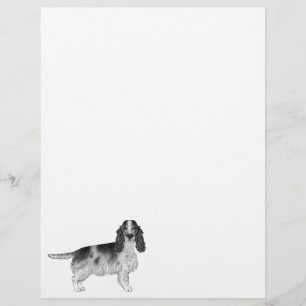 En-tête De Lettre Modèle de Cocker Spaniel Anglais en Noir et Blanc