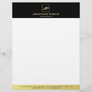 En-tête De Lettre Modèle de monogramme d'or noir blanc moderne