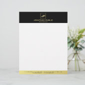 En-tête De Lettre Modèle de monogramme d'or noir blanc moderne (Debout devant)